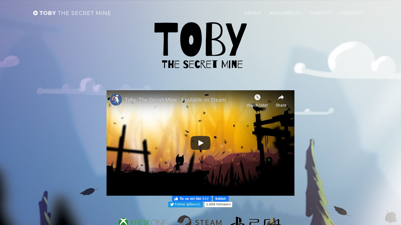 Toby: The Secret Mine Landing page
