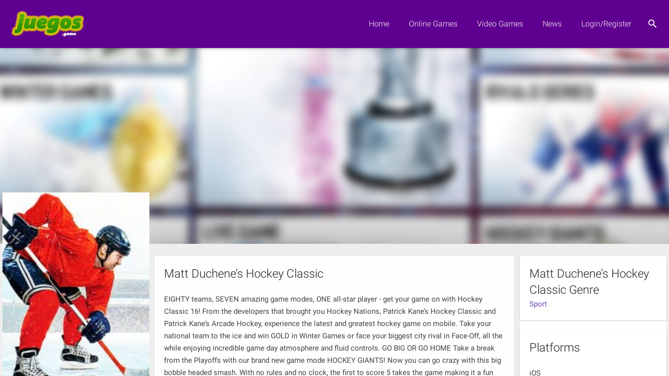 Matt Duchene’s Hockey Classic Landing page