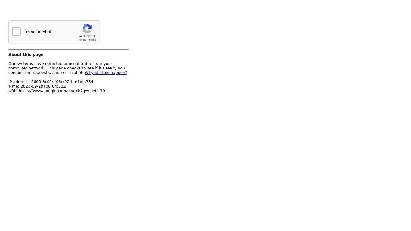 Google's COVID-19 Information Portal Landing page