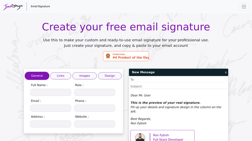 Just Sign Landing Page