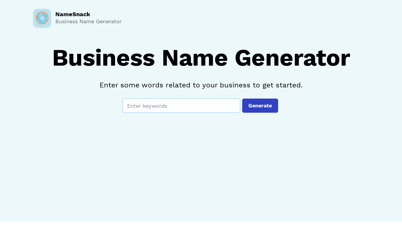 Namesnack Landing page