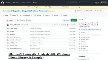 Microsoft Linguistic Analysis API image