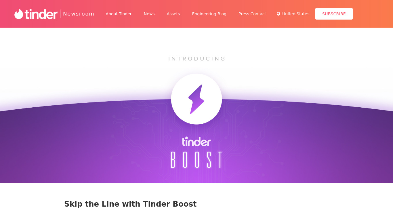 Tinder Boost Landing page