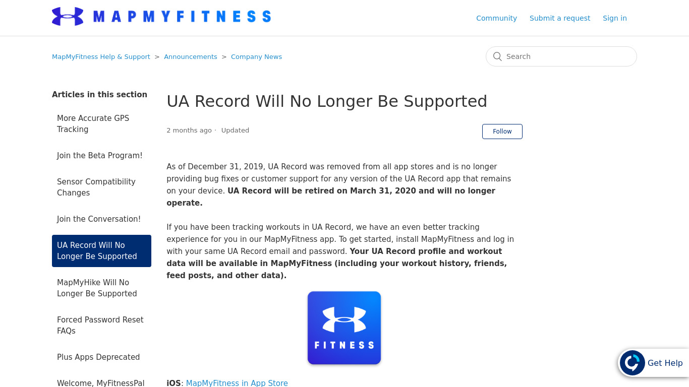 Record by Under Armour Landing page