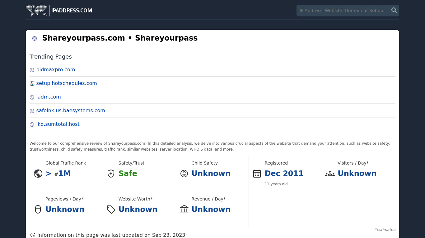 Share Me Pass Landing page