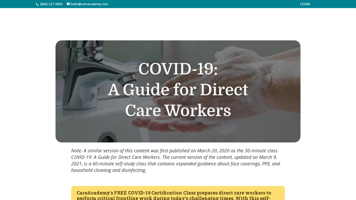 The Caregiver Guide to COVID-19 Landing page