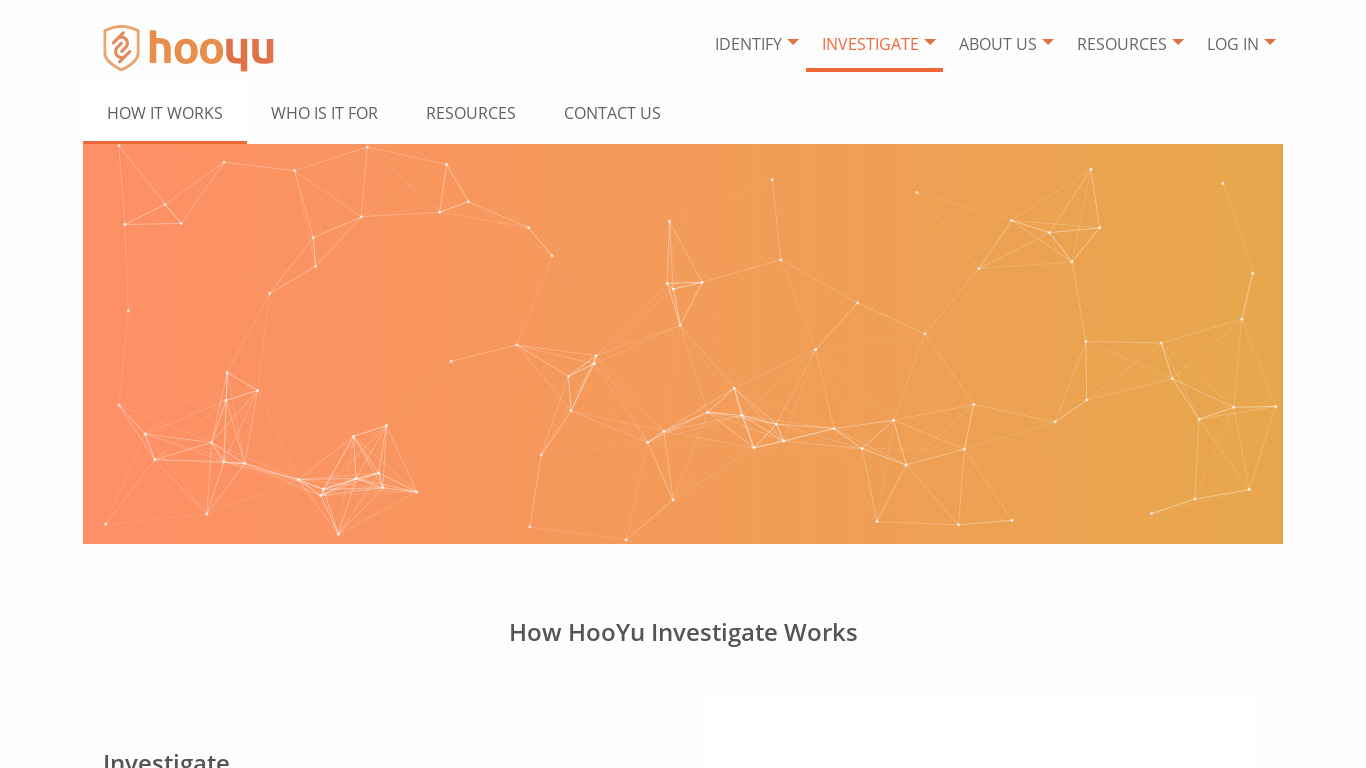 HooYu Investigate Landing page