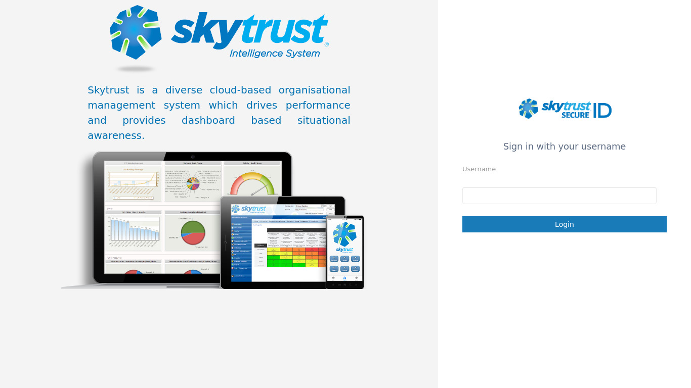 Skytrust Landing page