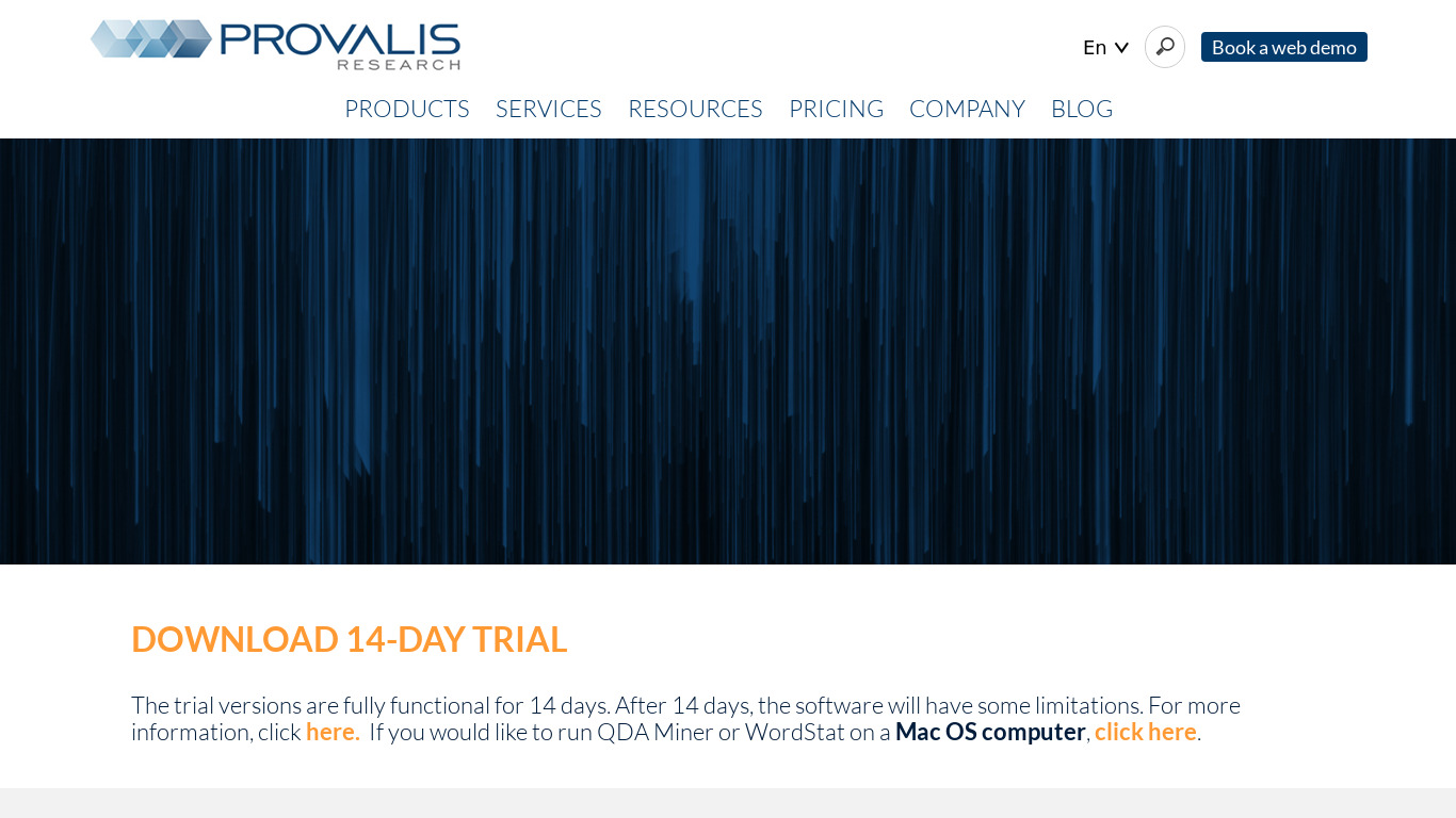 Provalis Research WordStat Landing page
