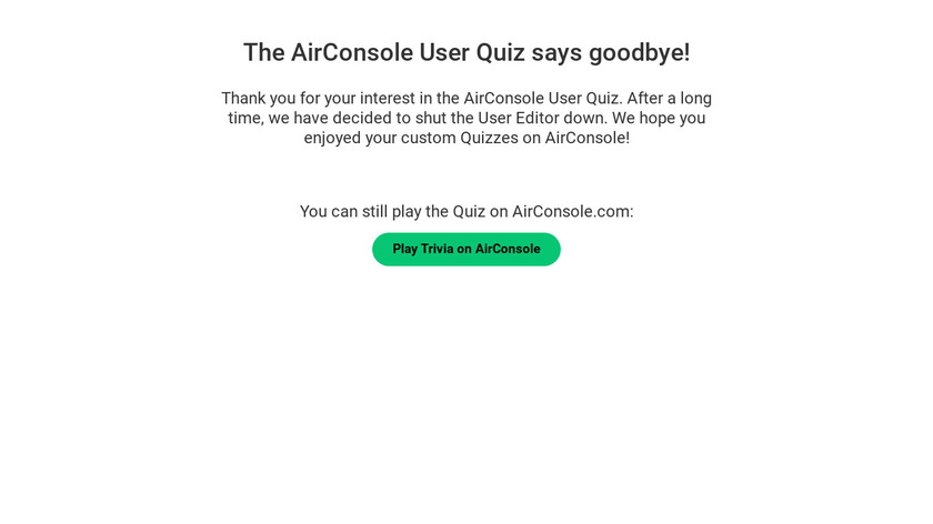 AirConsole Quiz Maker Landing Page