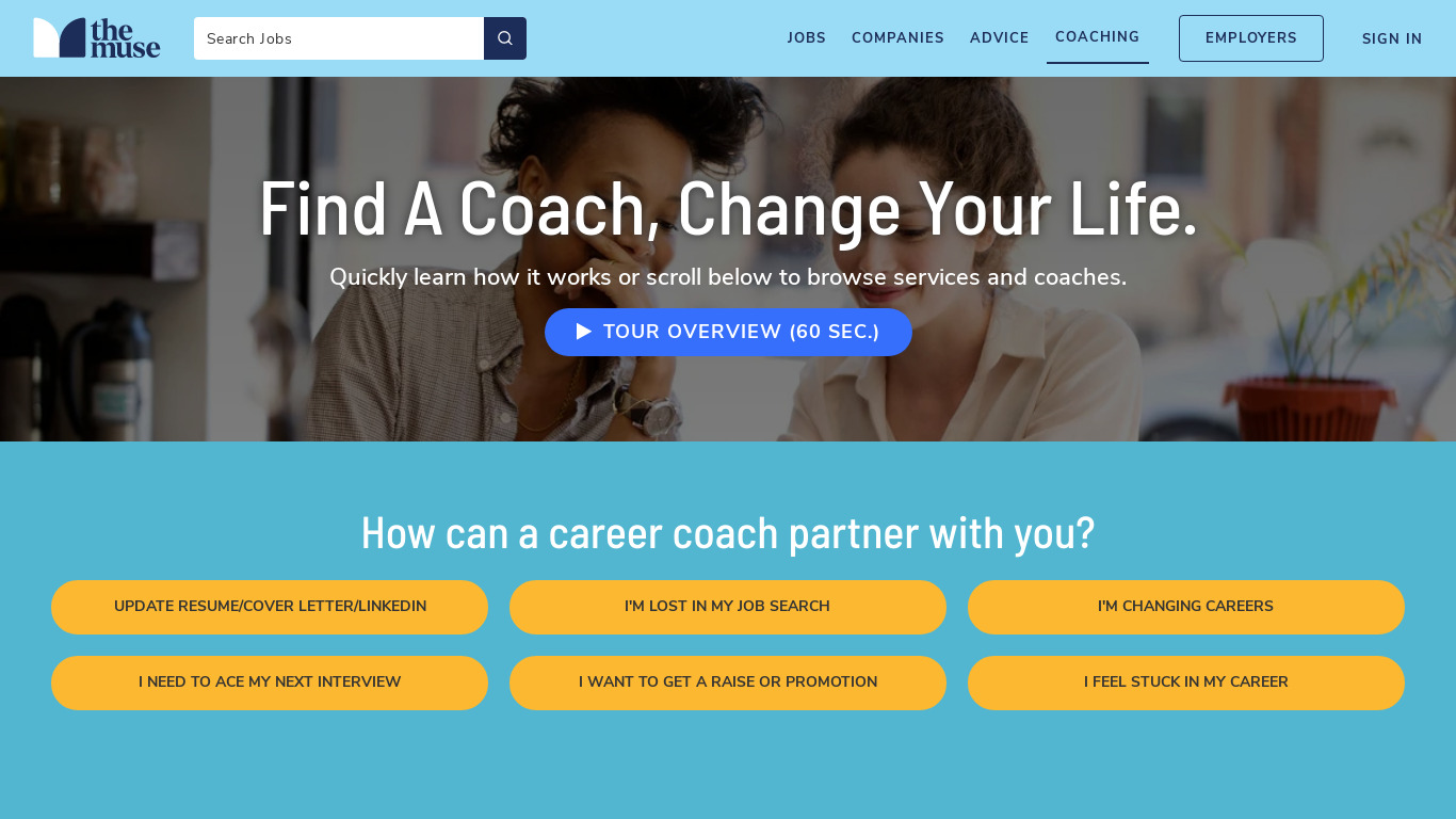 Muse Coach Connect Landing page