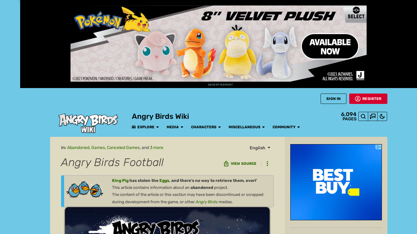 Angry Birds Goal! Landing page