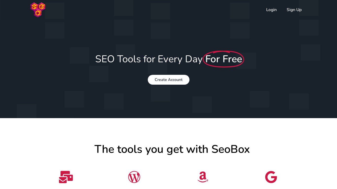 SeoBox.io Landing page