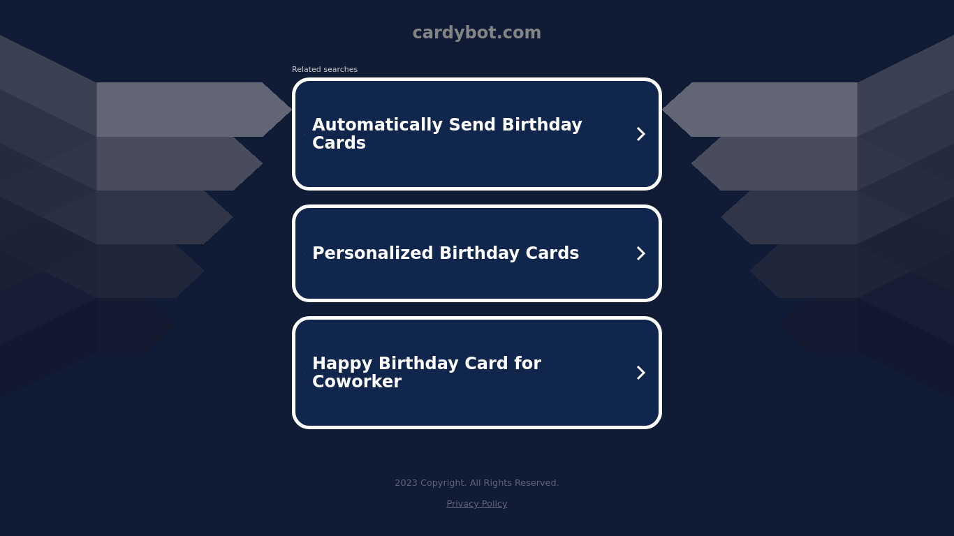 Cardybot Landing page