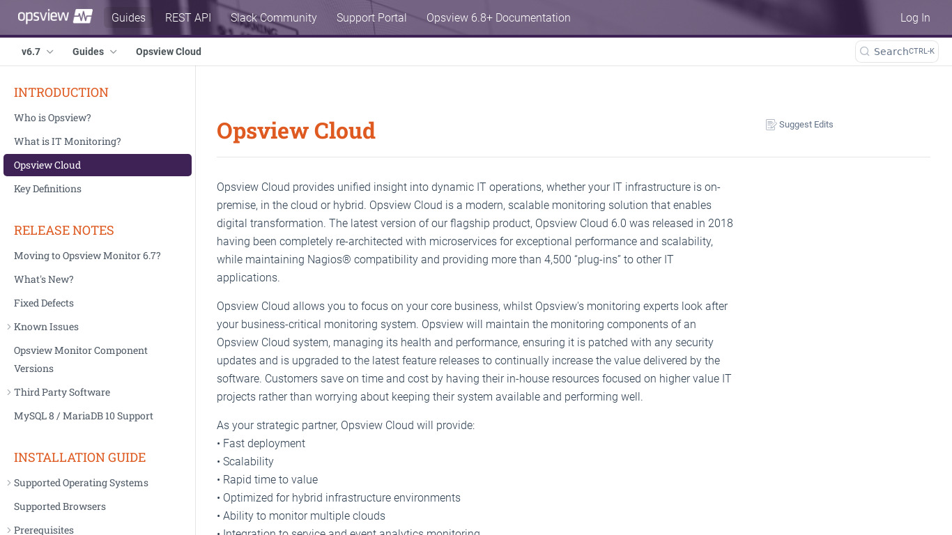 Opsview Cloud Landing page