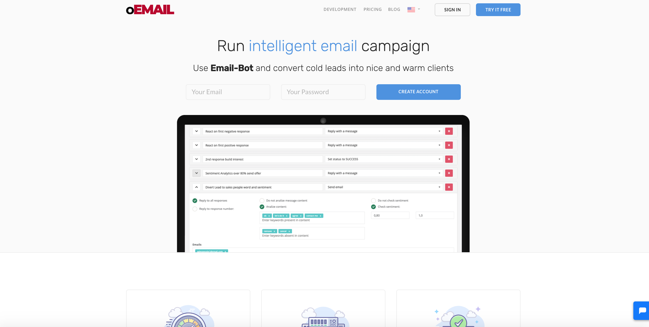 oEmail.me Landing page