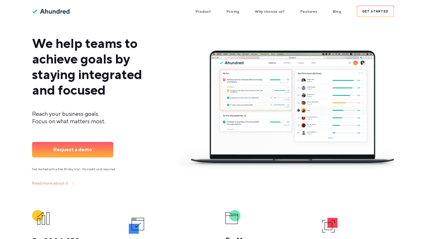 Ahundred Landing page