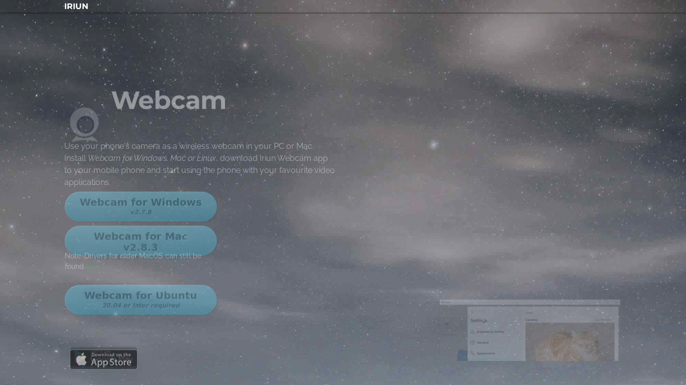 Iriun Webcam Landing page