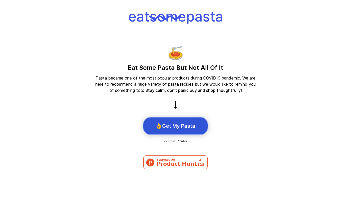 Eat Some Pasta Landing page