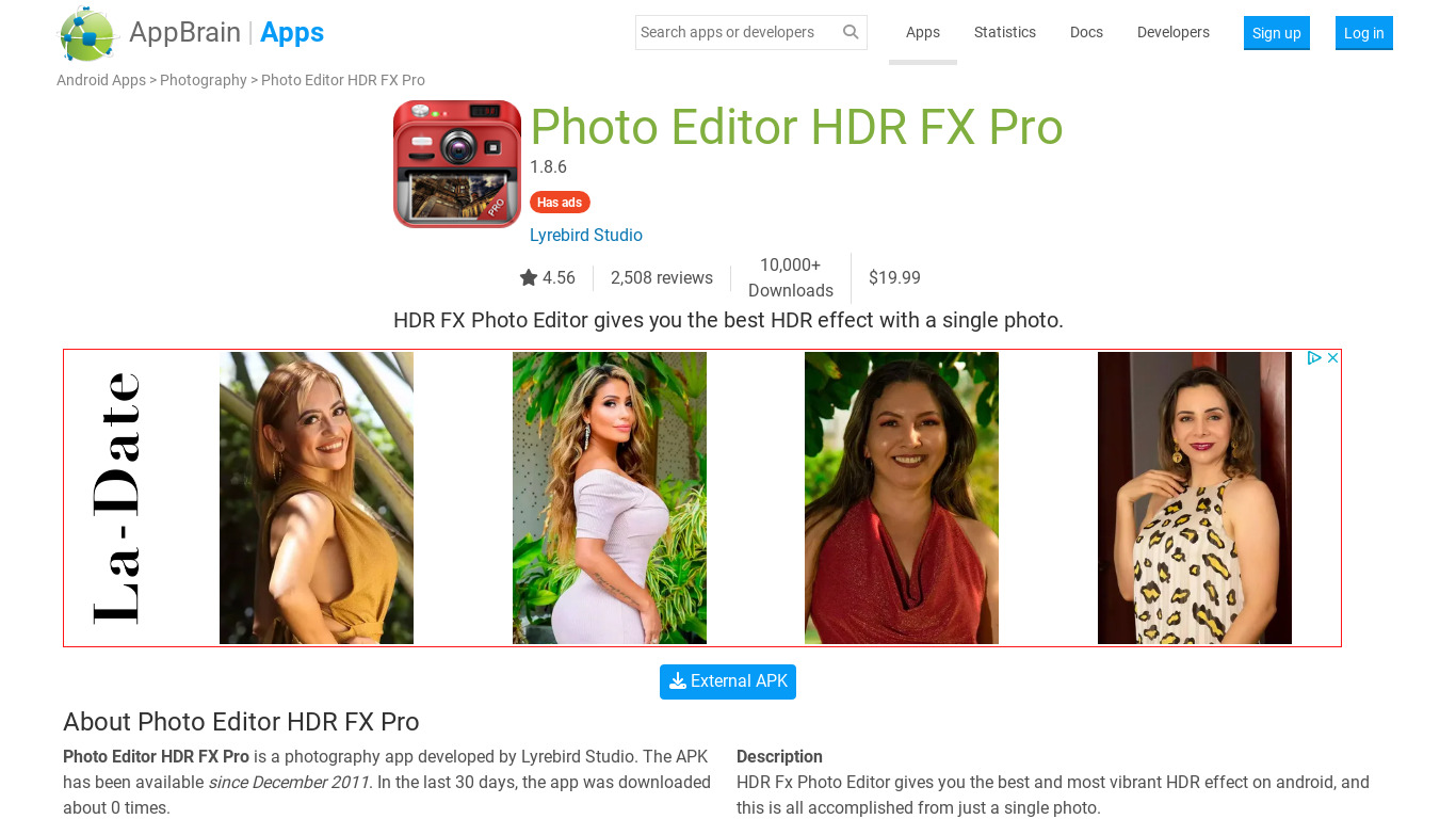 Photo Editor HDR FX Pro Landing page
