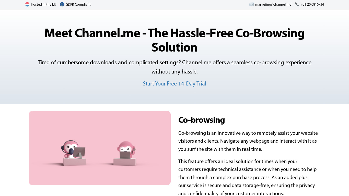Channel.me Landing page