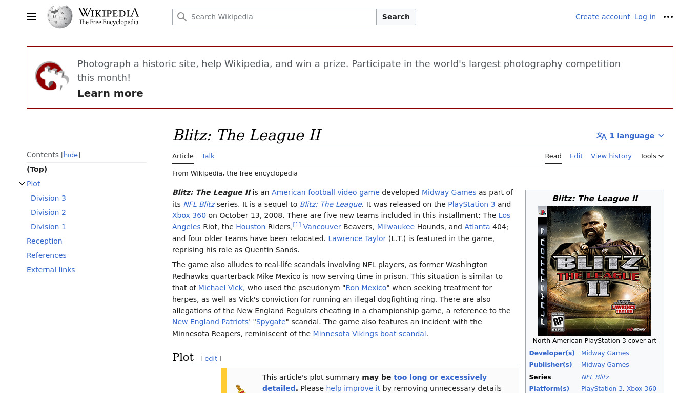 Blitz: The League II Landing page
