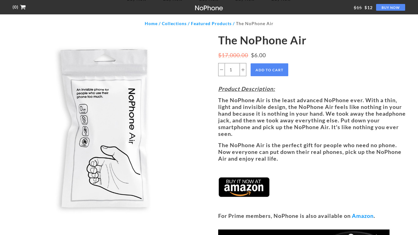 thenophone.com The NoPhone Air Landing page