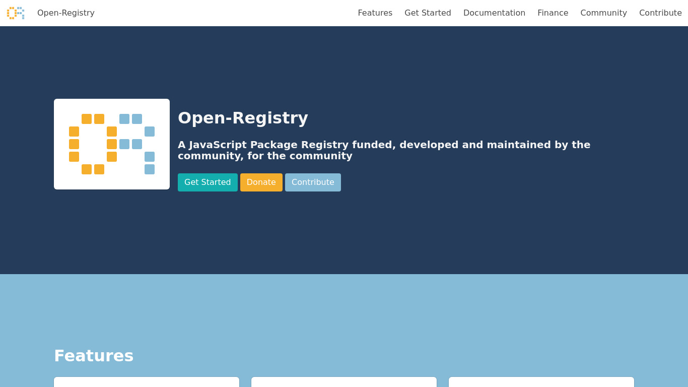 Open-Registry Landing page