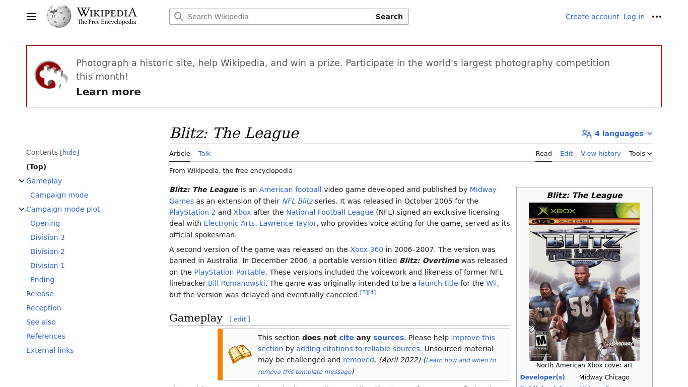 Blitz: The League Landing page
