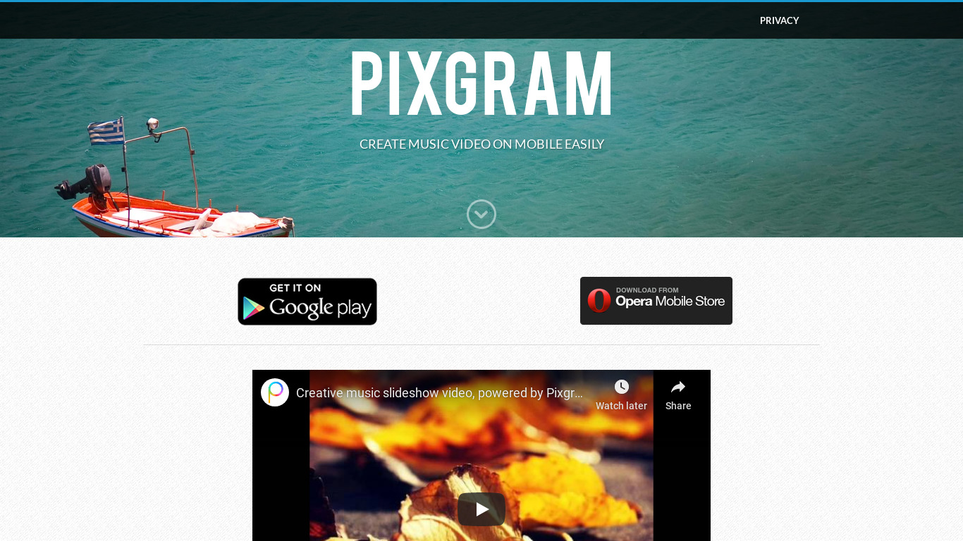 Pixgram Landing page