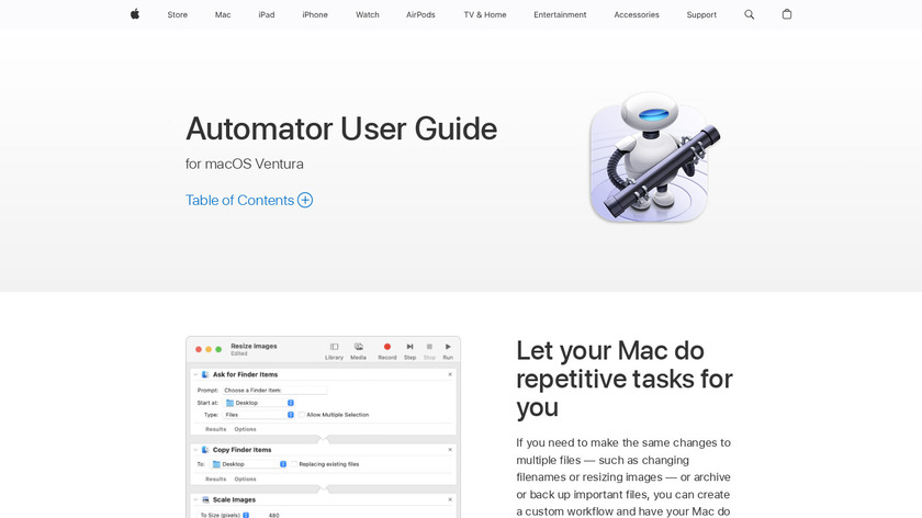 Apple Automator Landing Page