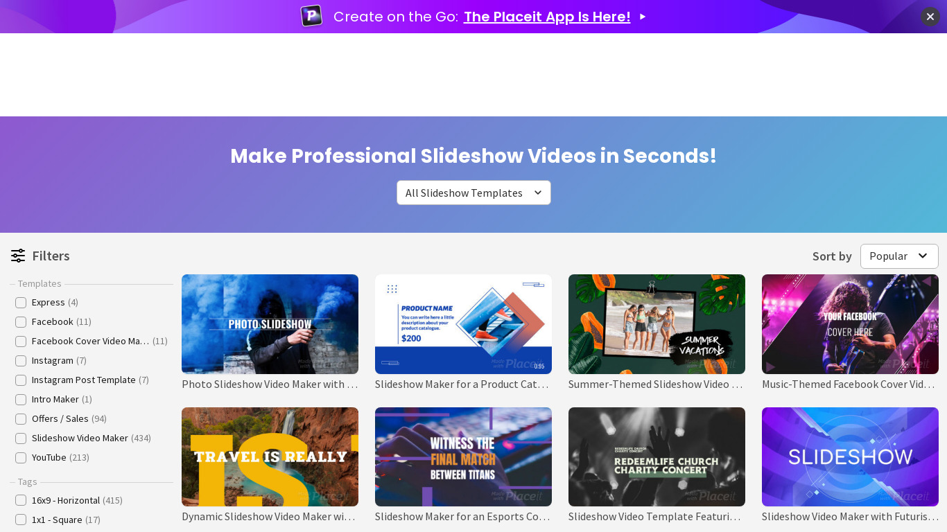 Video Slideshow Maker Landing page