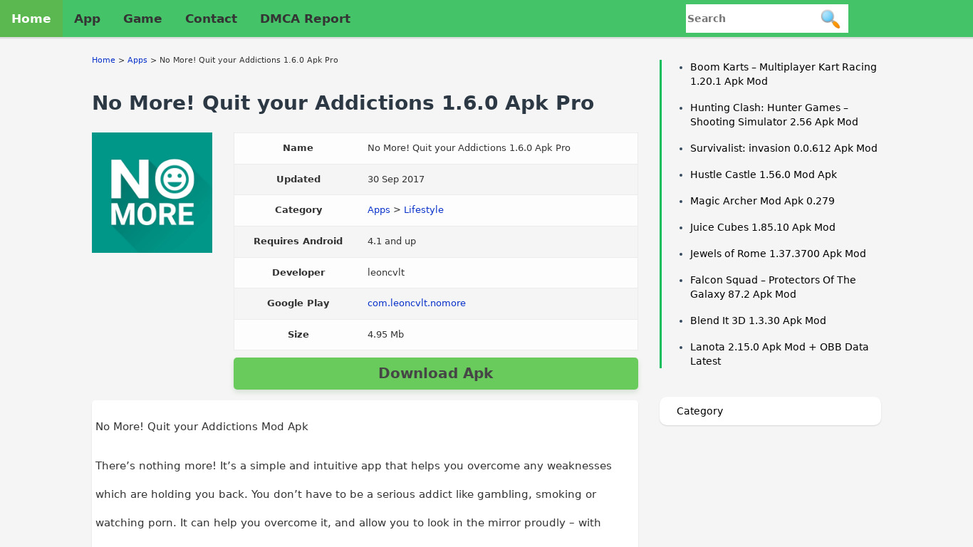 No More! Quit your Addictions Landing page