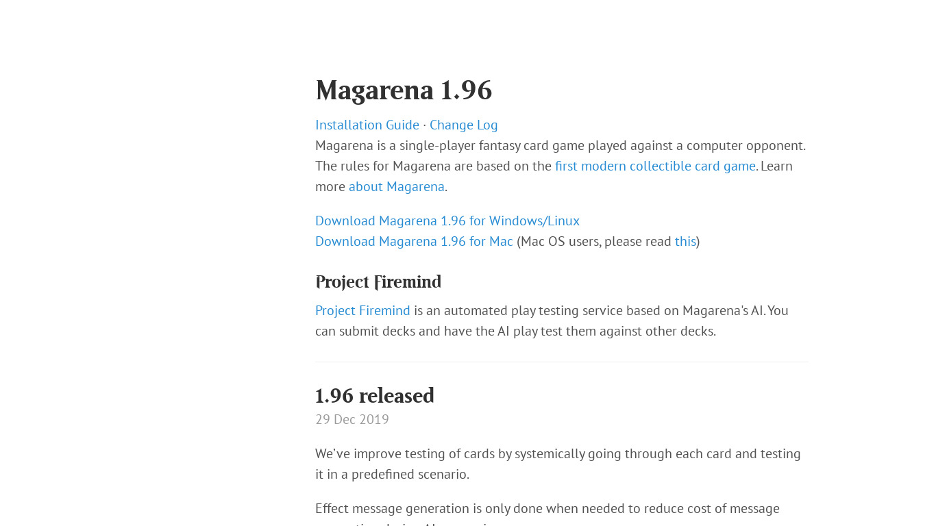 Magarena Landing page