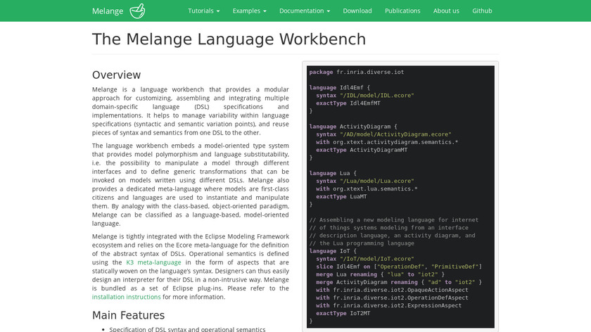 The Melange Language Workbench Landing Page