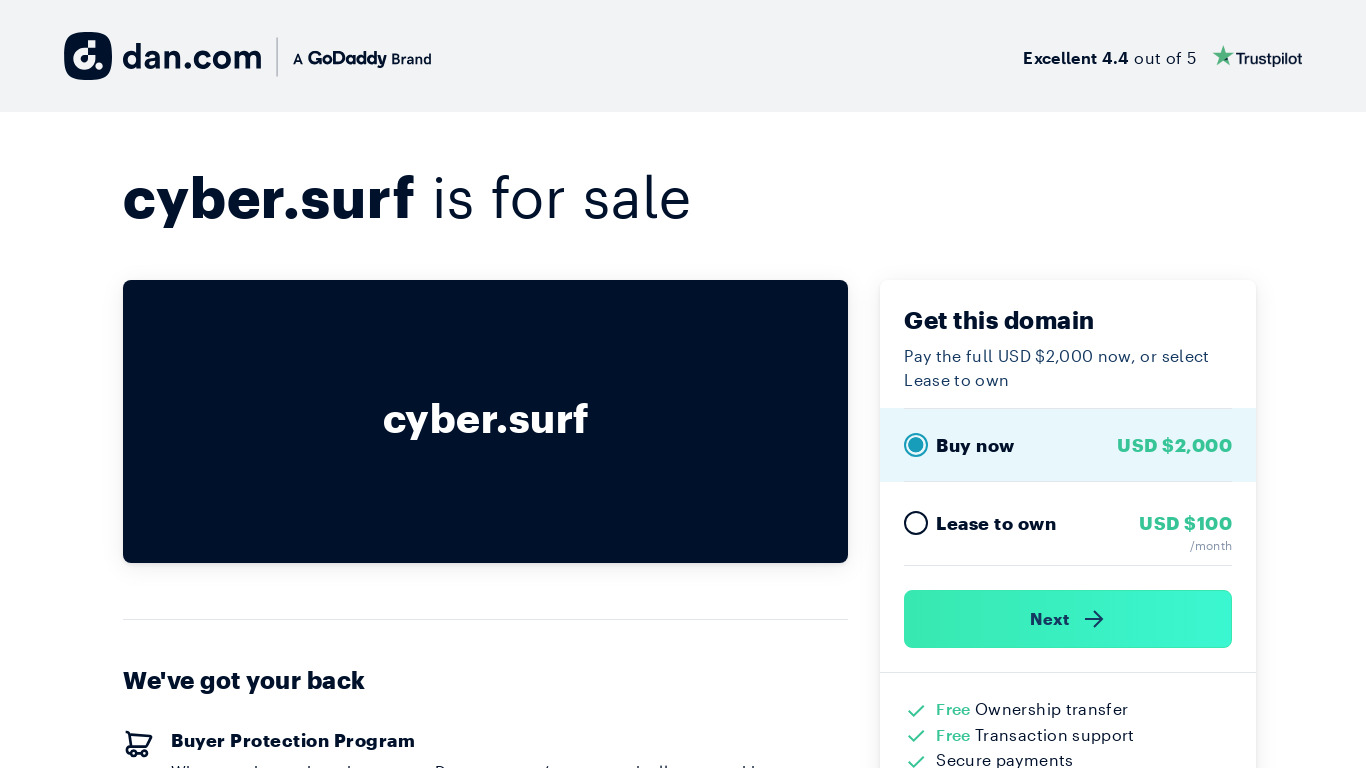 Cyber Surf Landing page