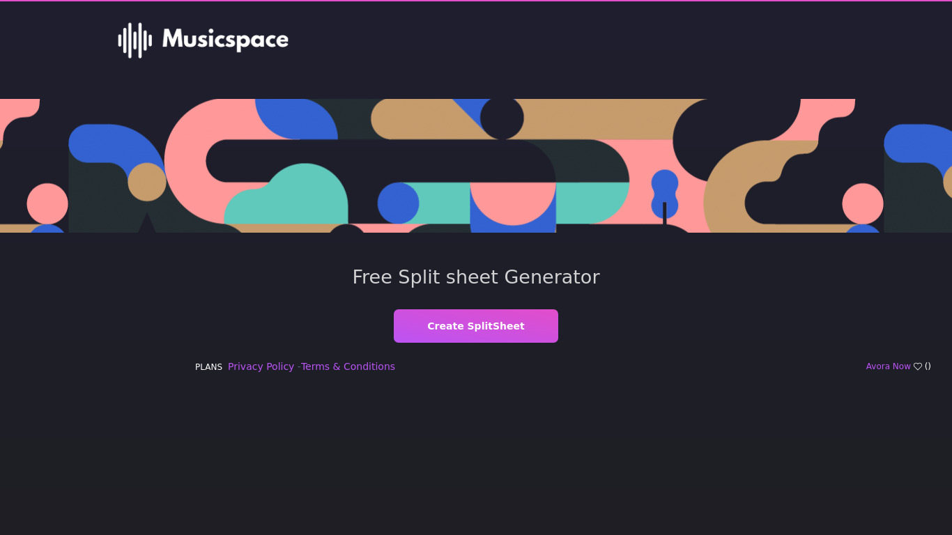 Free Split-Sheet Generator For Musicians Landing page