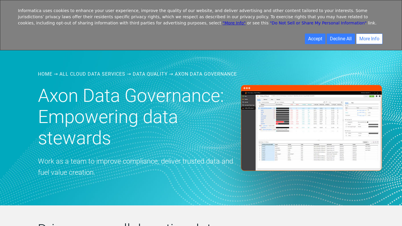 Diaku Axon Data Governance Landing page