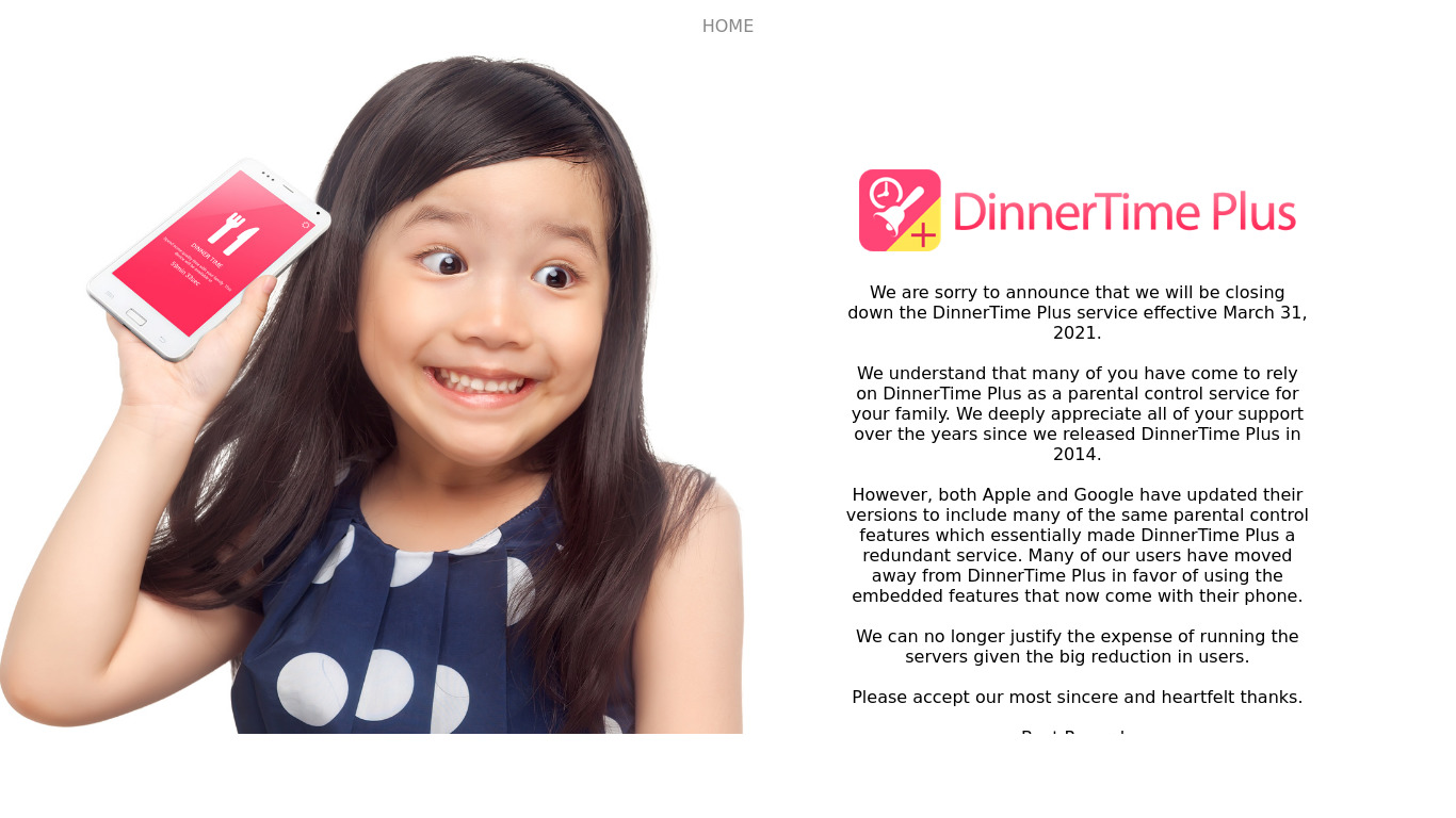 Dinner time Landing page