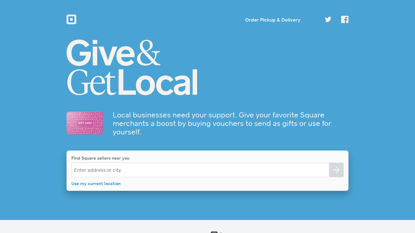 Give & Get Local Landing page