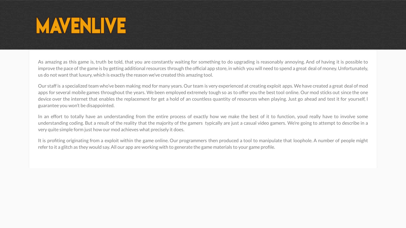 Mavenlive Landing page