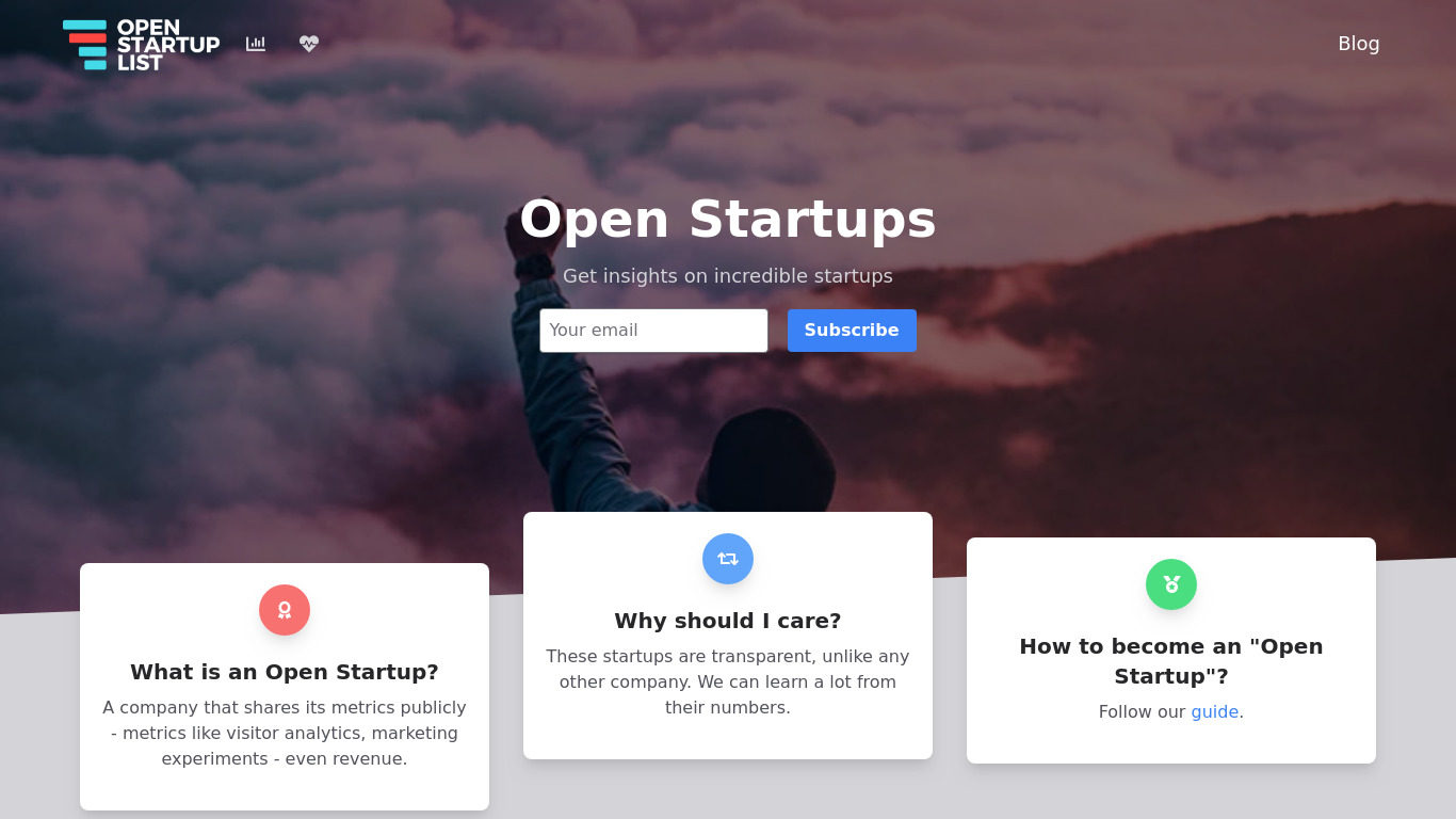 Open Startup List Landing page