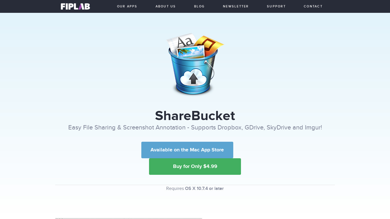 ShareBucket Landing page