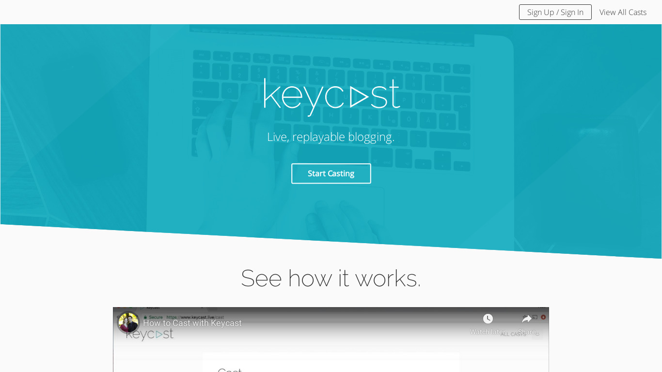 Keycast Landing page