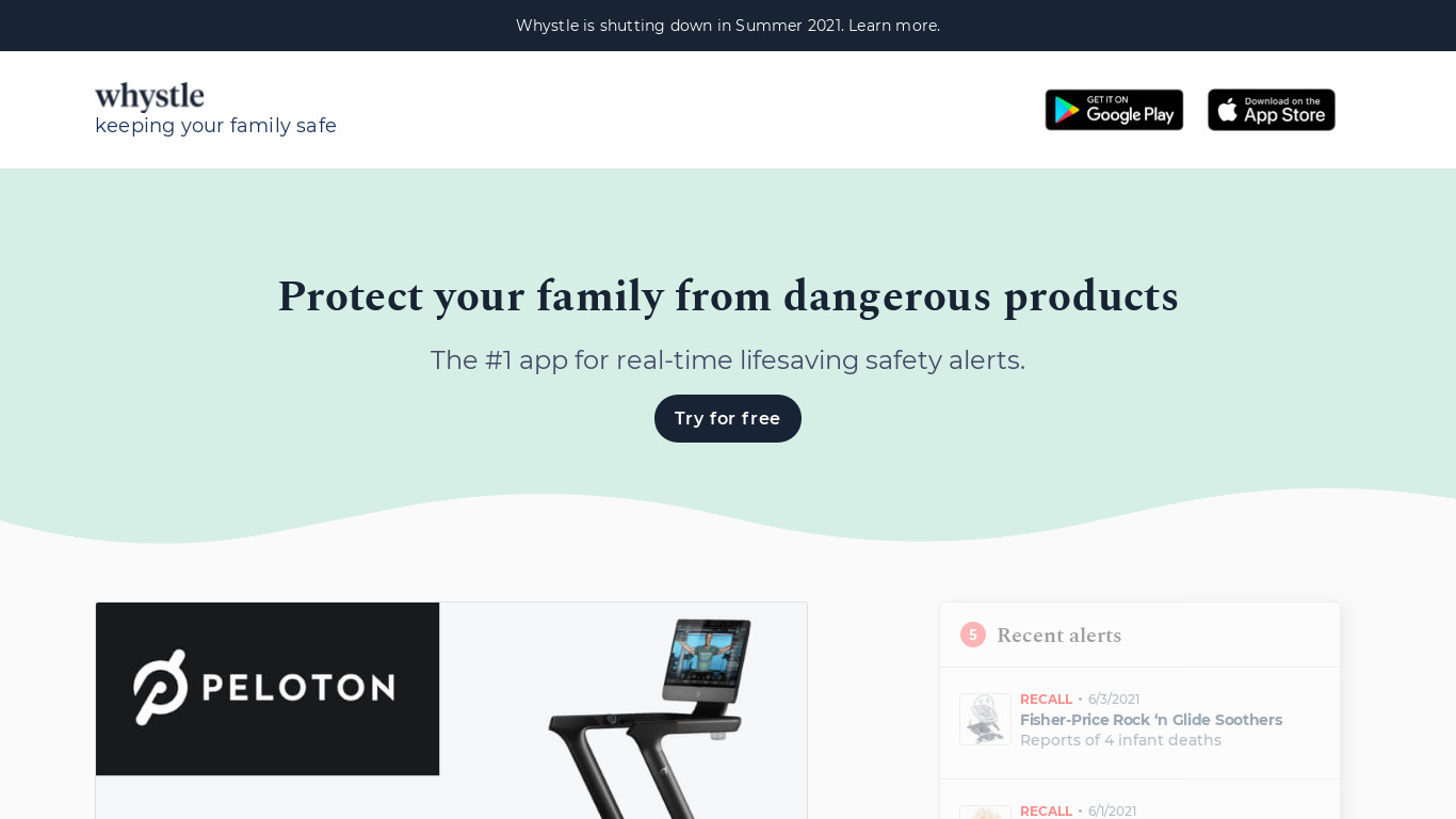 Whystle Landing page