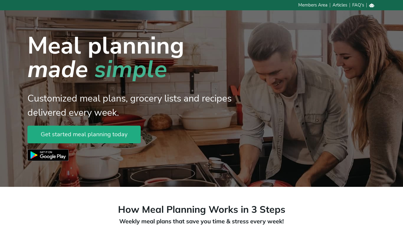Ultimate Meal Plans Landing page