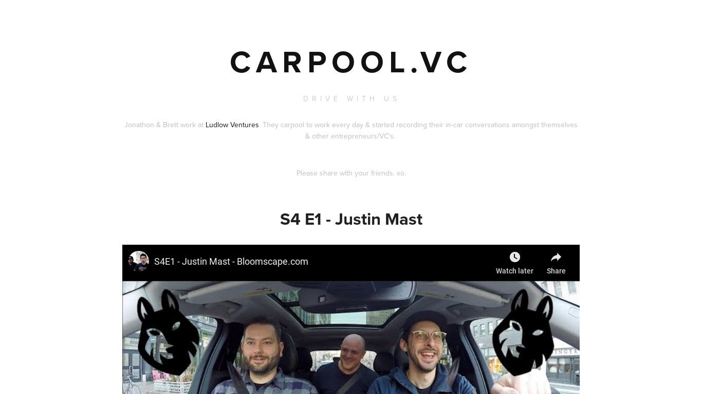 Carpool.vc Landing page