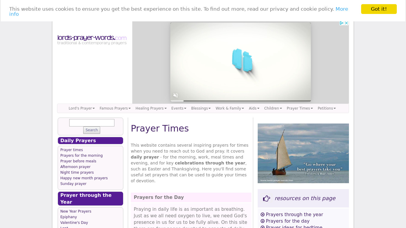Prayer Times Landing page