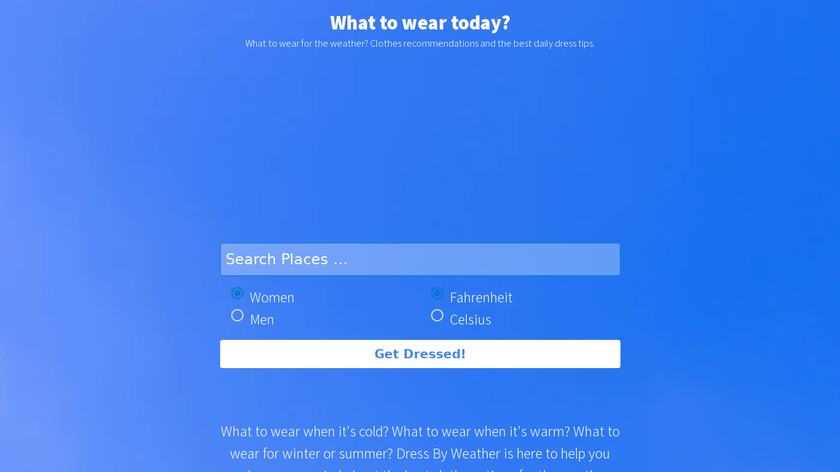 Dress By Weather Landing Page