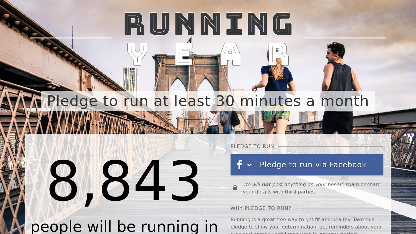 Running Year Landing page